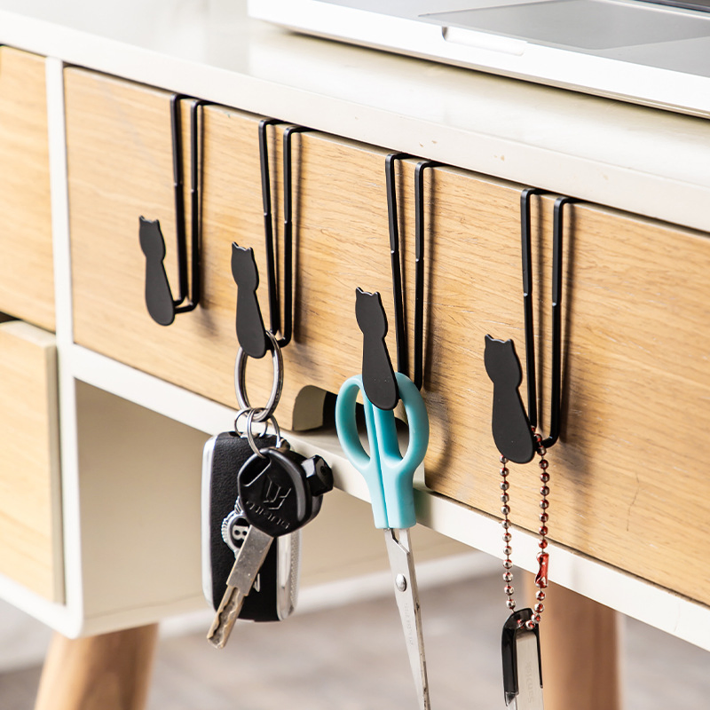Cute Cat Cabinet Door Hanger Hook Wrought Iron Spray Organizer Wyz22363