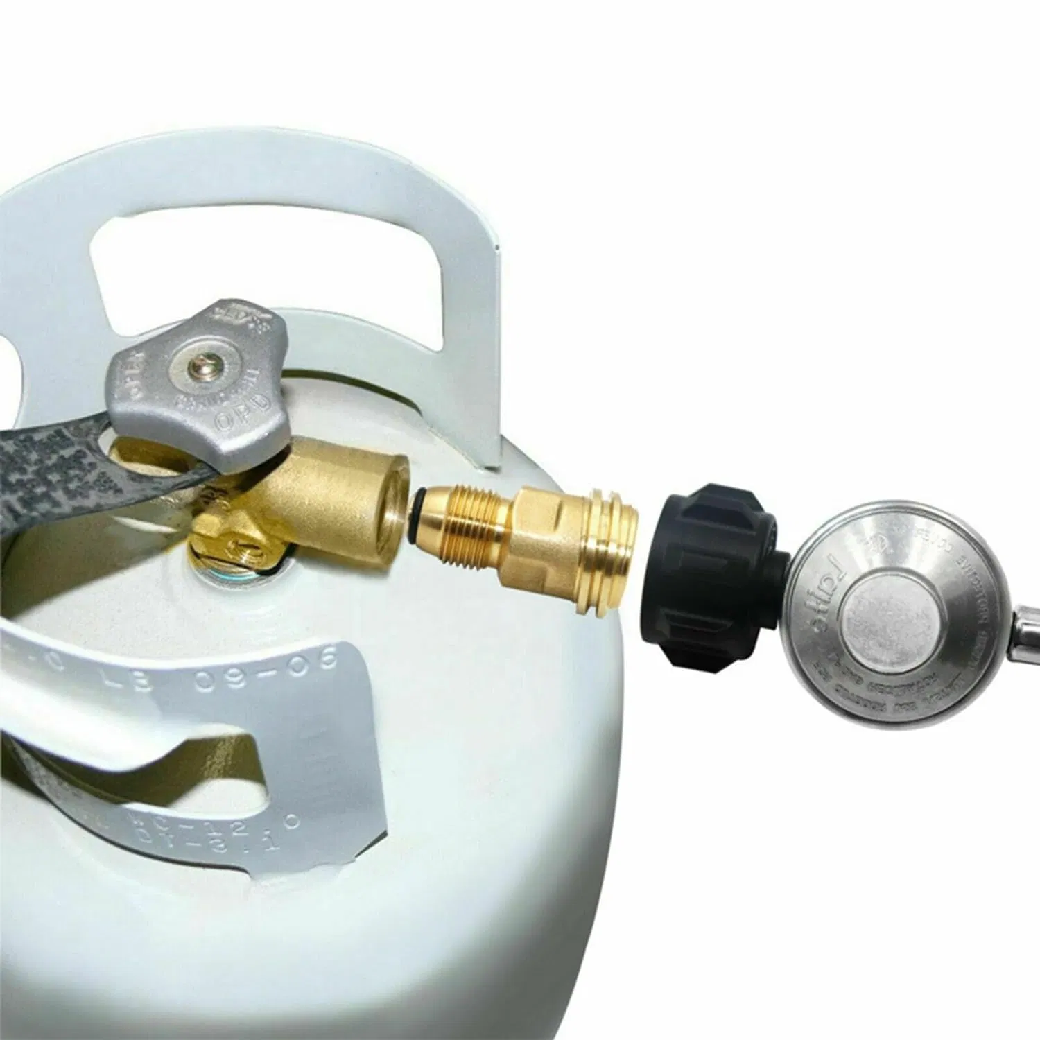 Universal Propane Tank Adapter Converts Pol Lp Tank Service Valve to Qcc1/Type1