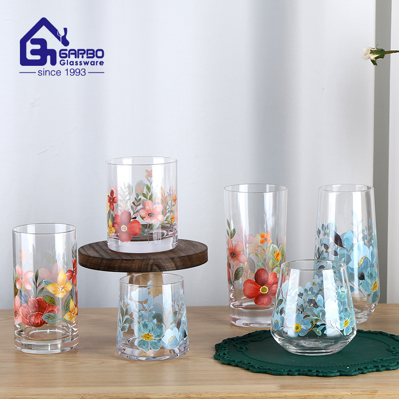 Stunning Floral Print Single Wall Tumbler Glass Wholesale Drinkware