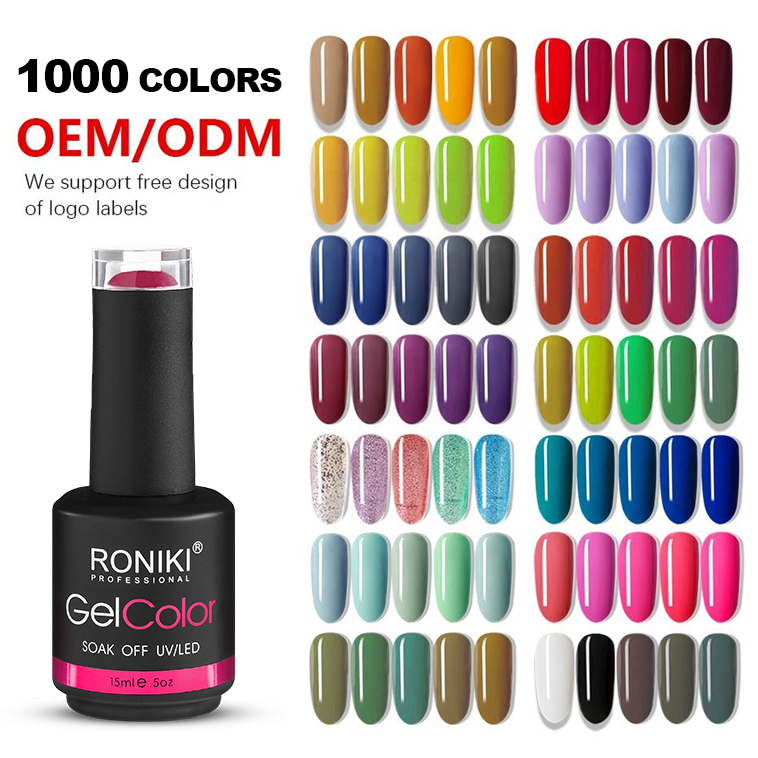 Roniki Gel Nail Polish OEM Bottle Private Label Gel Polish Wholesale 308 Color Soak off UV Nail Gel Polish