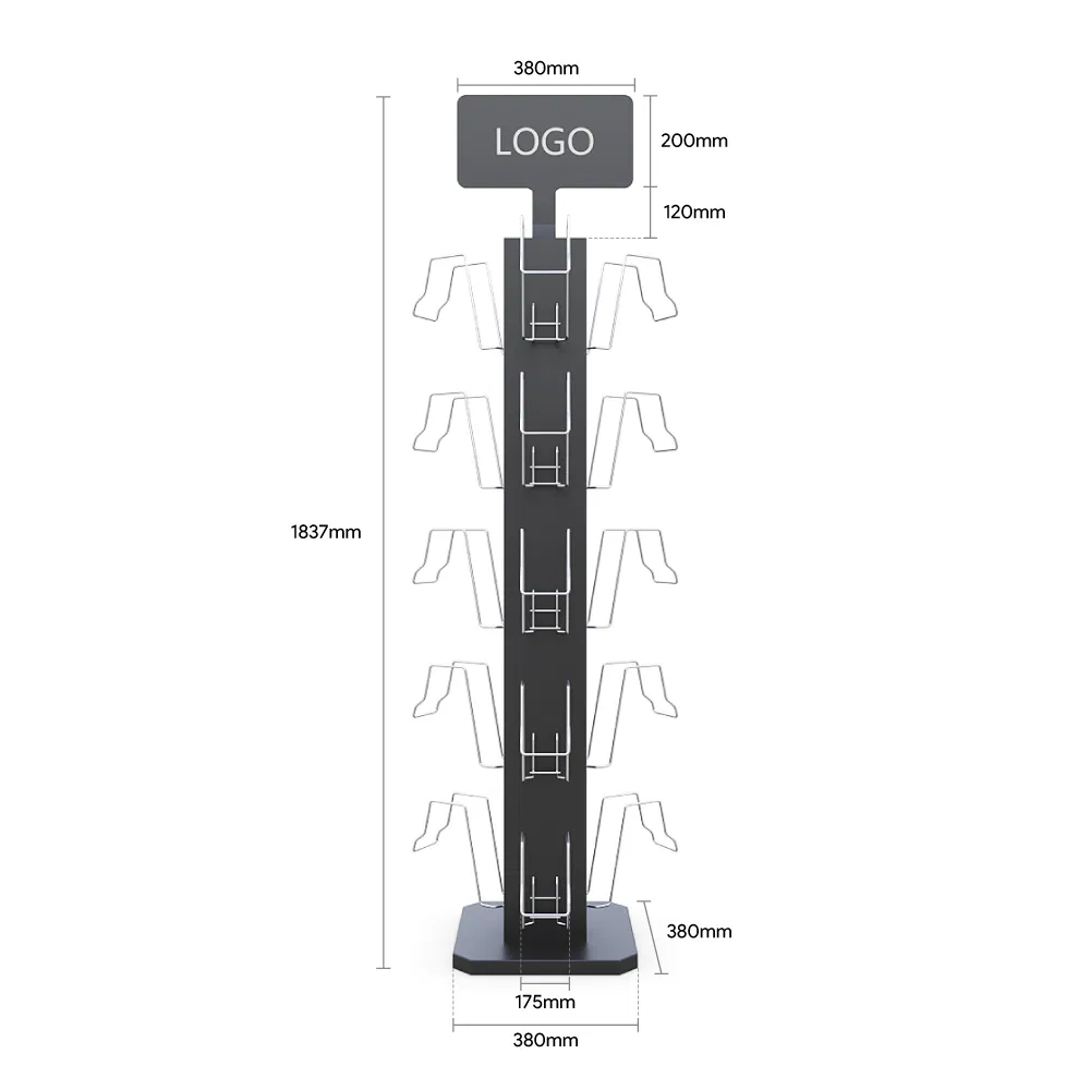 Durable Black Metal Motorcycle Helmet Display Stand for Retail Store
