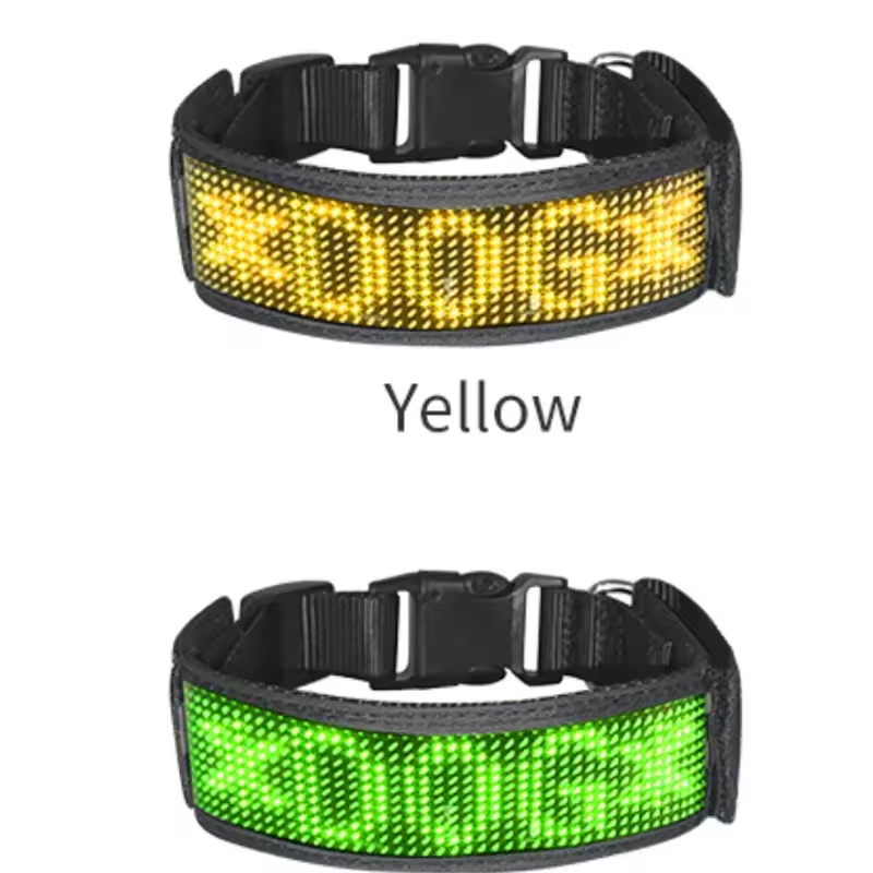 Factory Price Luminous Scrolling USB Rechargeable Flashing LED Pets Band