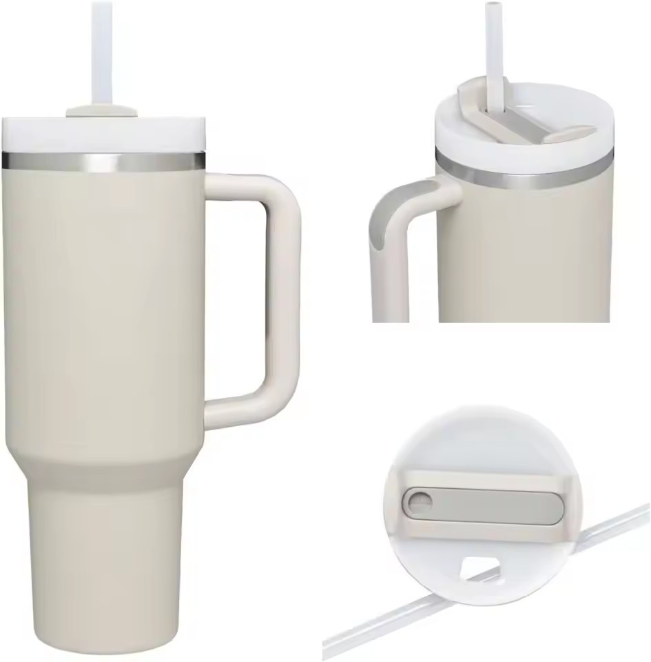 Wholesale Bulk Stainless Steel Insulated Handle Straw Reusable Travel Mug Coffee 40oz Tumbler with Handle