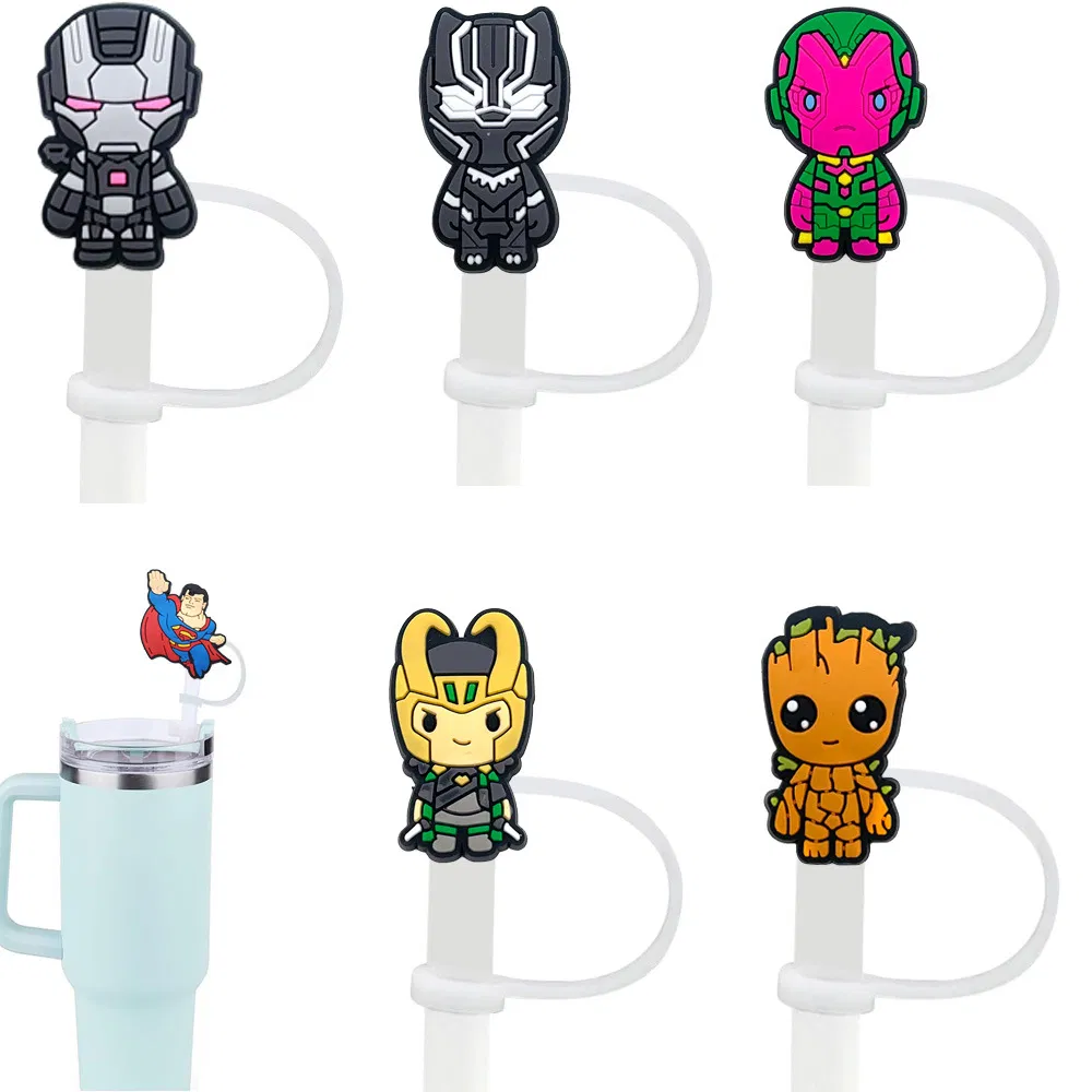 8-10mm Marvel Straw Cap, Straw Plug, Dust-Proof Cap, Cartoon Straw Accessory, Silicone Dust Cover, Reusable