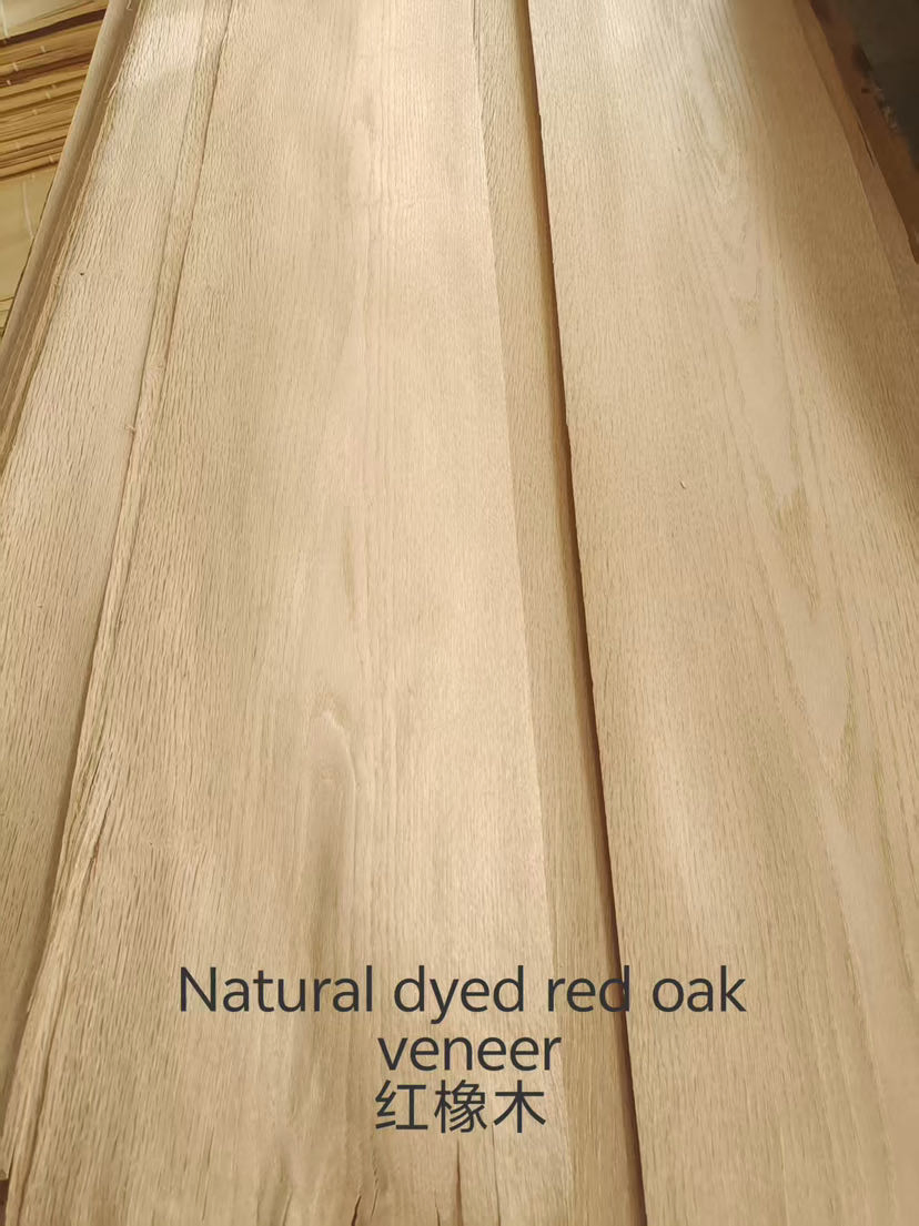 Natural Dyed Red Oak Veneer Engineered Wood Veneer High End Natural Sliced Wood Veneer Furniture Reconstituted Engineered Wood Veneer