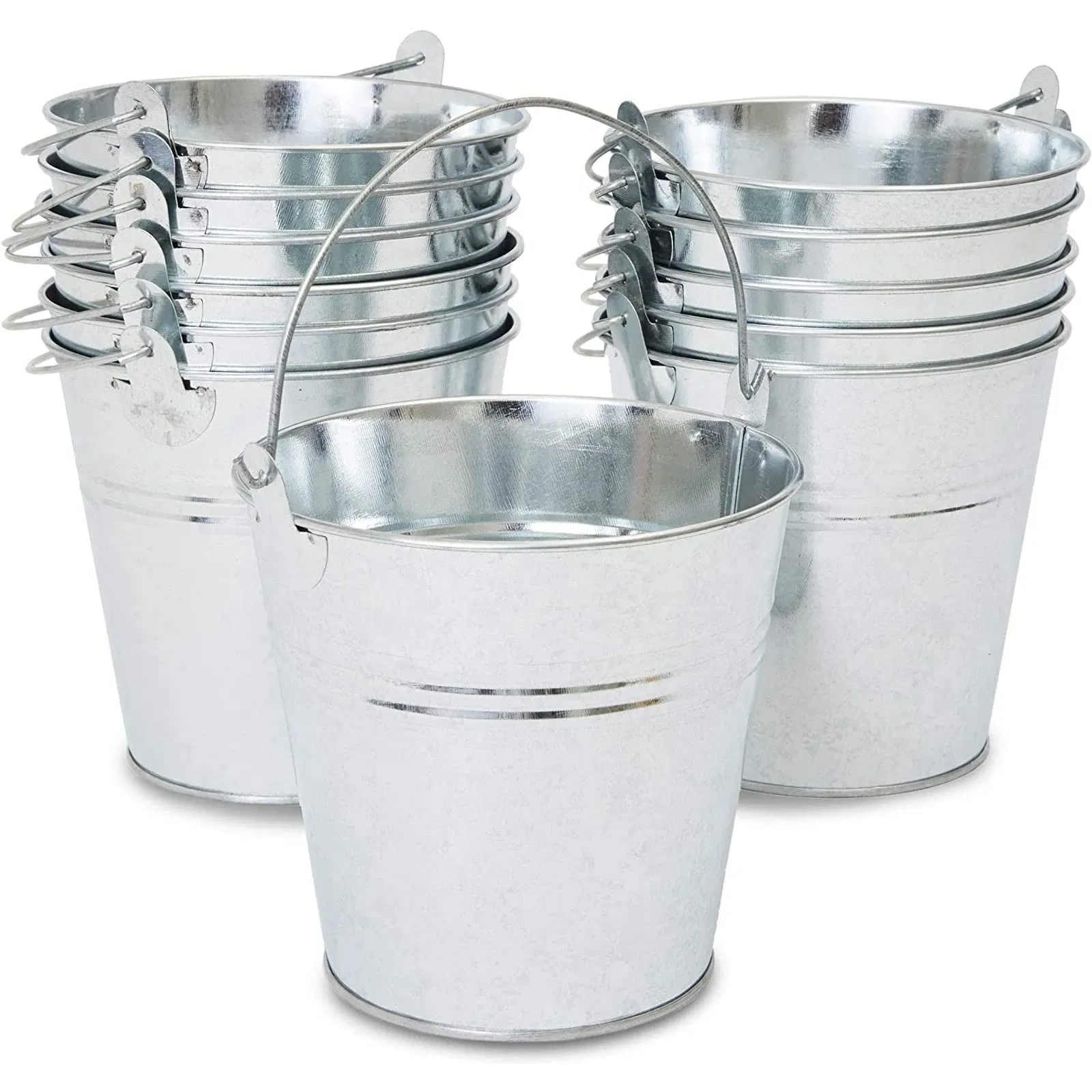 Portable Silver Metalcraft Natural Galvanized Steel Pail Handle Bucket