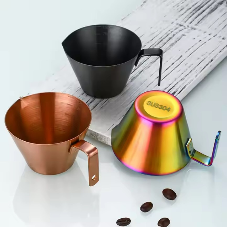Stainless Steel Espresso Accessories Measuring Cup with Dual Scale Espresso Shot Pitcher with V-Shaped Mouth Coffee Mug