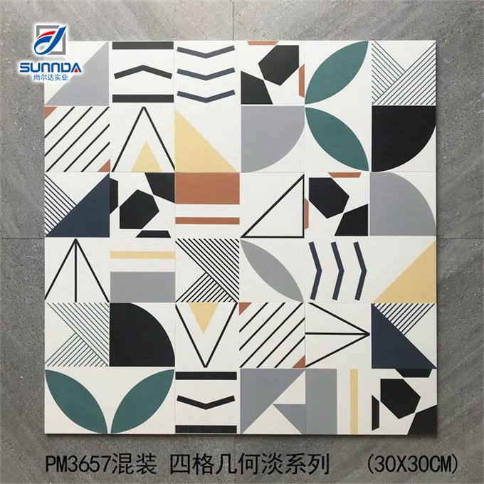 Flower Geometric Designs Rusitc Floor Wall Tiles Matte Non Slip Surface