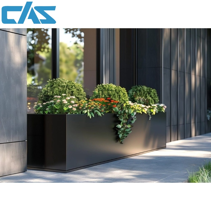 Premium Matte Stainless Steel Planter Box for Elegant Spaces