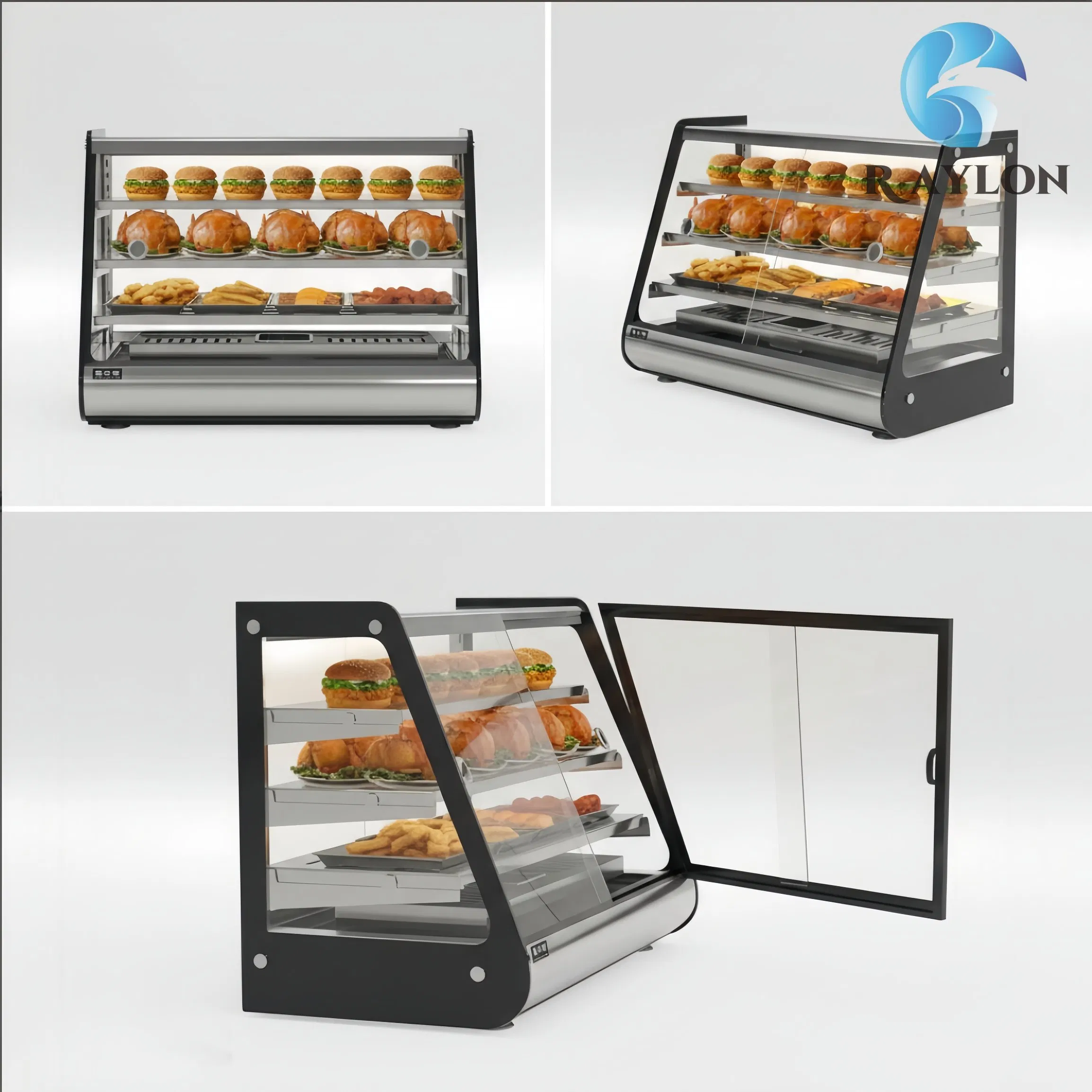 Double Layer Heated Display Cabinet Commercial Model for Food Court