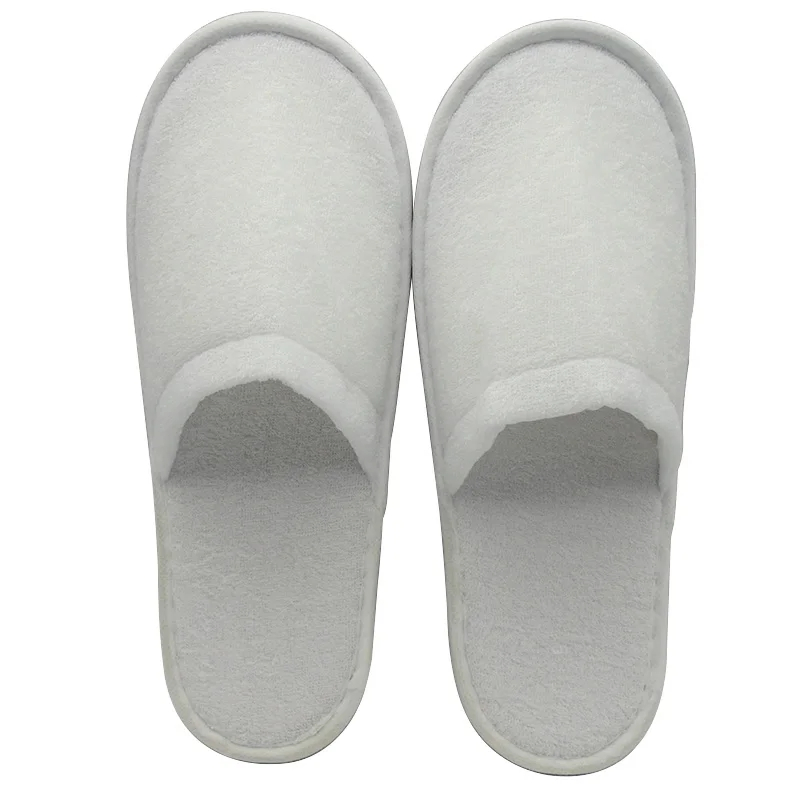Wholesale Custom Logo EVA Sole Nap Cloth White 5 Star Hotel Room Guest Disposable Slippers
