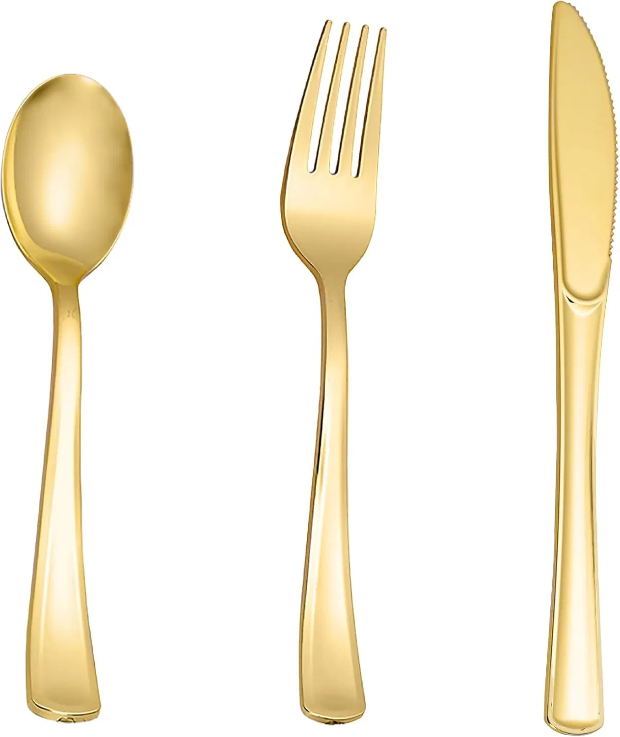 Elegant Gold Plastic Cutlery Set for Parties and Weddings