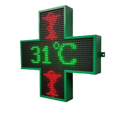 IP65 Outdoor P10 RGB Full Color Double Side LED Pharmacy Cross Display