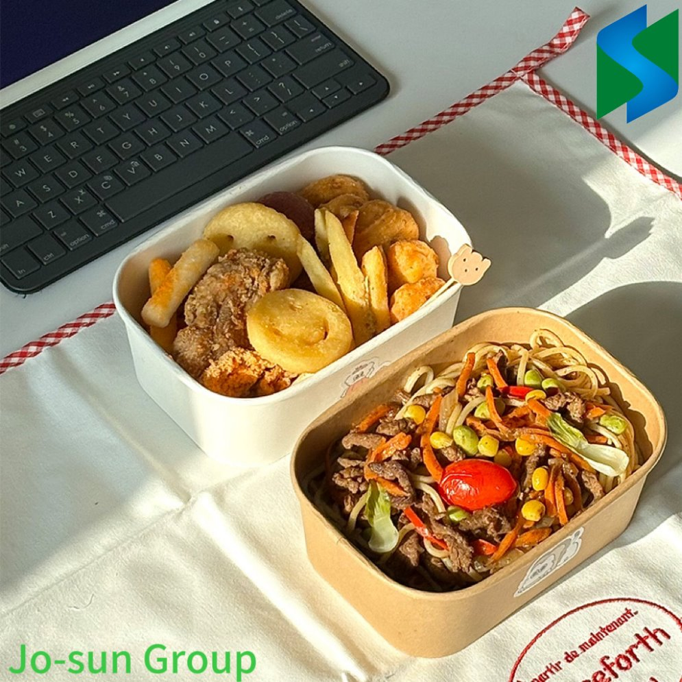 500ml Brown Rectangular Salad Bowl Disposable Lunch Box Takeout Light Fruit Picnic Tableware