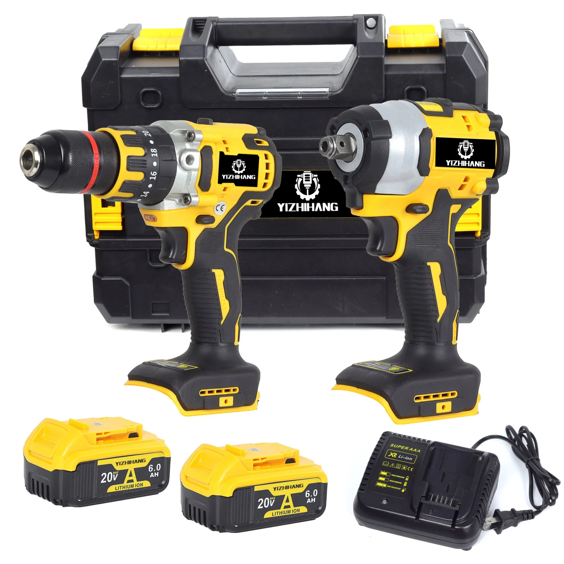 20V Power Combination Kit Battery Powered Impact Drill Wrench Angle Grinder Hammer Drill Tool Set