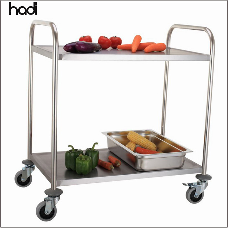 Commercial Stainless Steel 4-Tier Buffet Trolley Square Tube Antique Foldable Kitchen Serving Cart for Restaurant Hotel Use