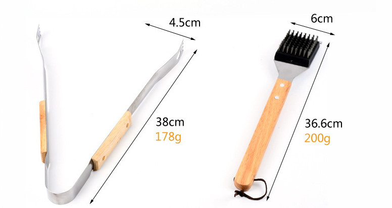 BBQ Tool Kit Gifts Barbecue Utensil Set for Home, Grill, Camping, Travel 5PCS Wooden Handle Grill Tool Set