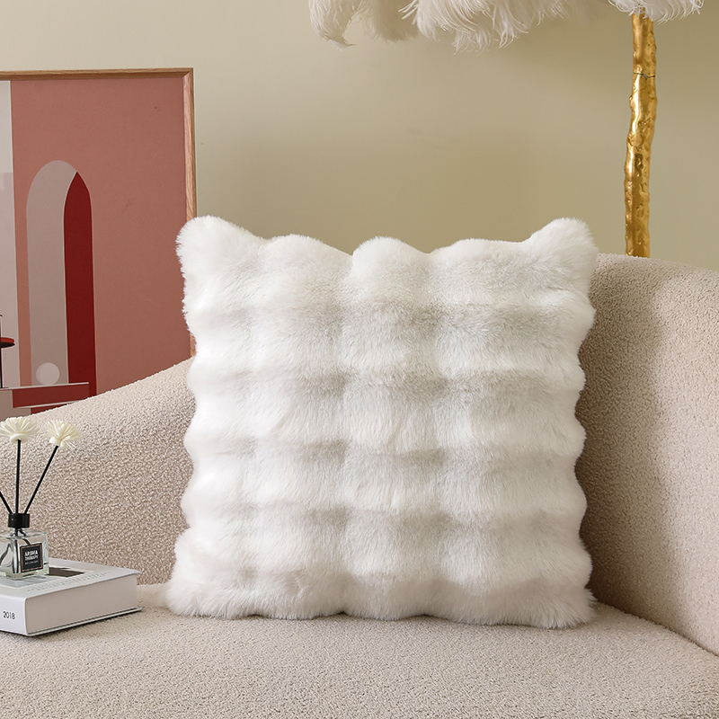 Home Decorative Plush Sofa Cushion Cover Winter Plush Throw Pillows 43X43cm One Side