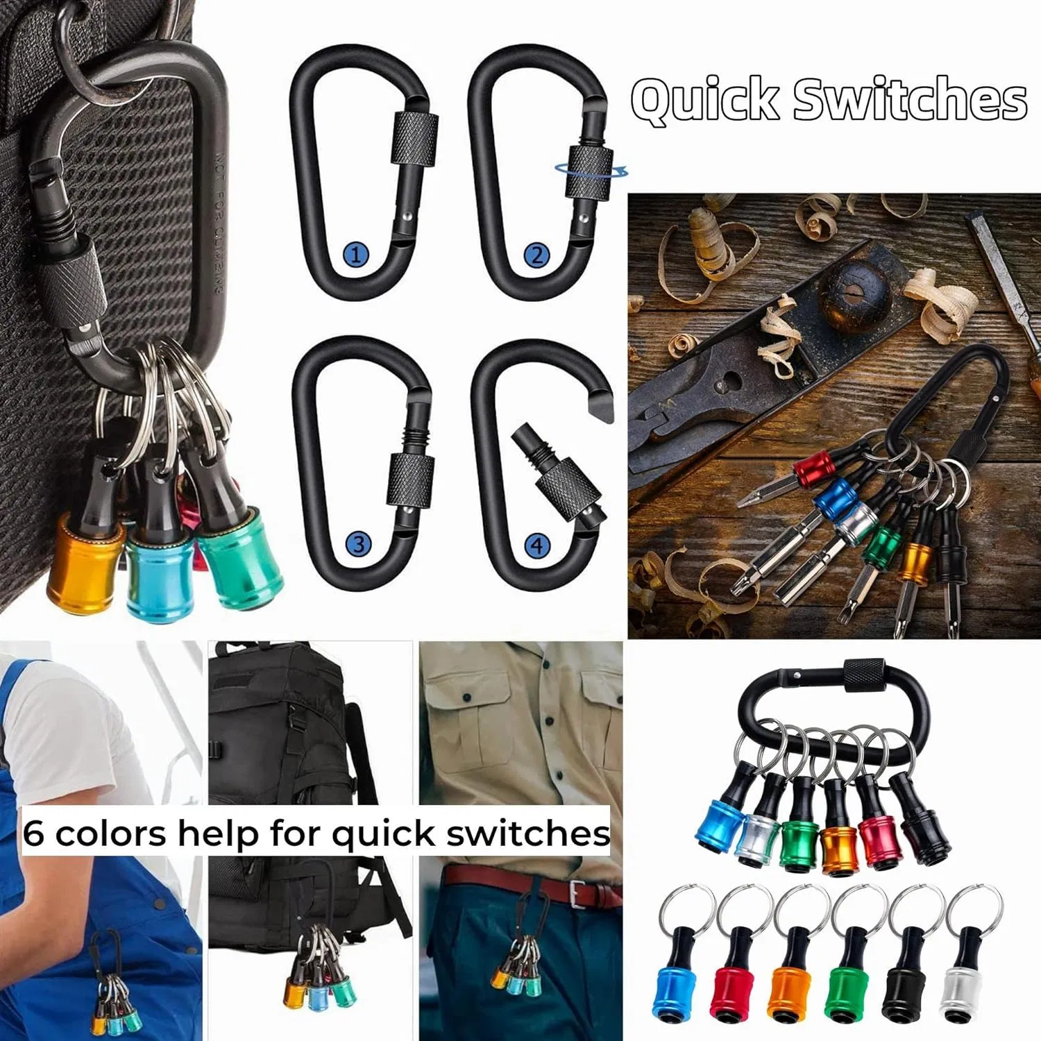 Durable 1/4 Inch Hex Shank Keychain Extension Screwdriver Bits Holder Socket Adapter Fast Change Bit Holder for Repair