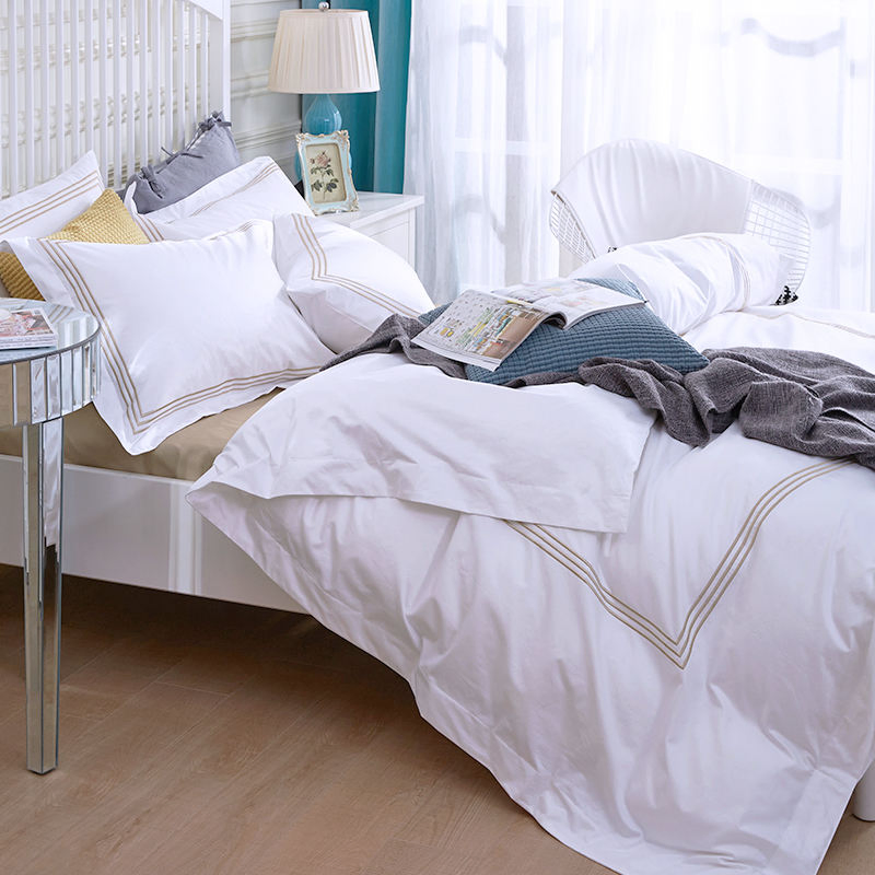 Hotel Linen Pure Cotton 3ootc King Size Embroidered Hotel Bedding Set