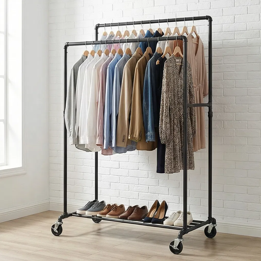 Hot Selling Metal Hangers, Rolling Storage Carts with Metal Baskets, and Clothing Storage Racks with Wheels