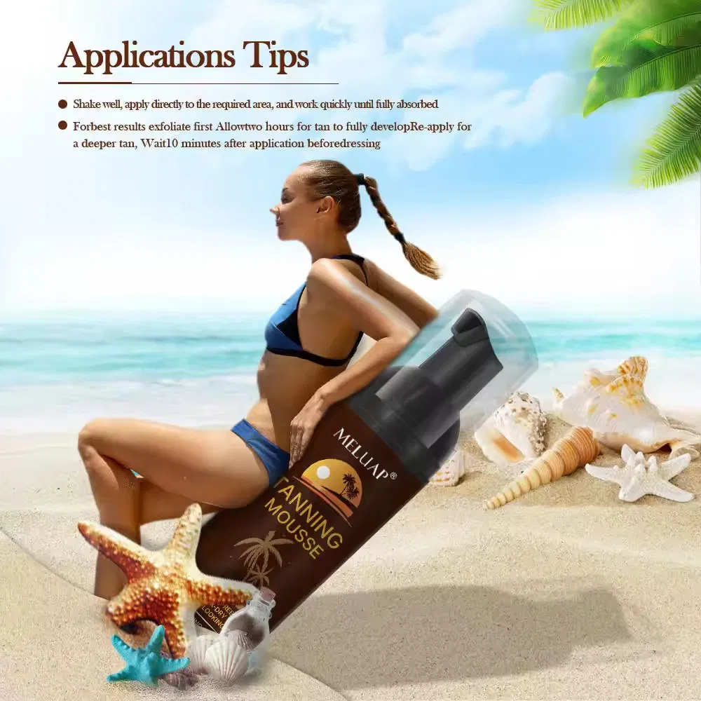 Private Label Dark Skin Self Tan Self Tanning Mousse Intensely Hydrating Self Tanning Foam