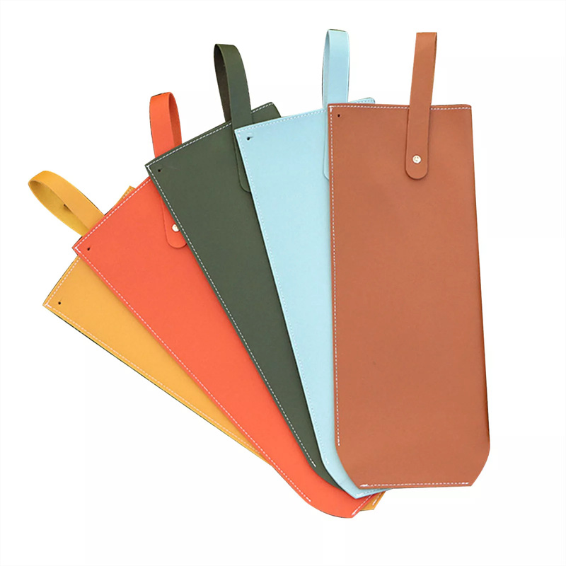 Custom Logo PU Leather Wine Packaging Bag Foldable Champagne Wine Bottle Bag