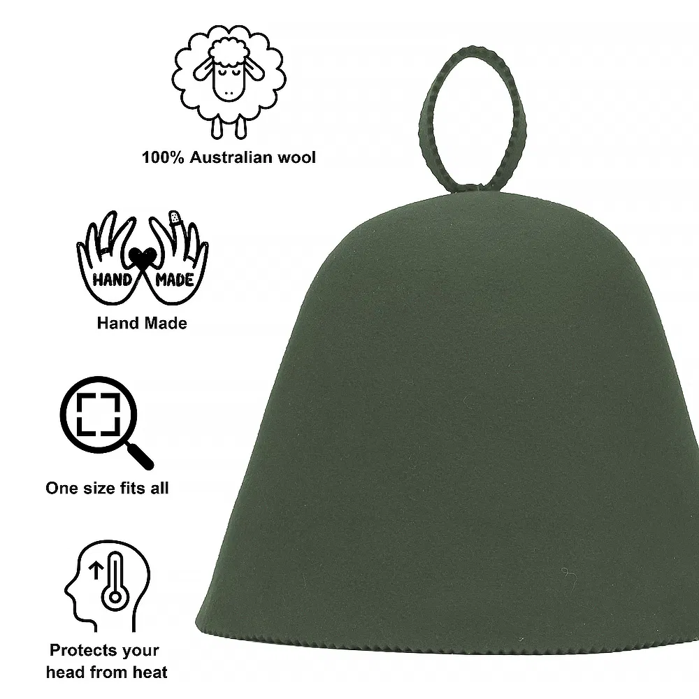 Sauna Hat, Handmade Wool Cap for Sauna, Protect Hair, Stay in Sauna Longer, Enhance Sauna Benefits, Regulate Temperature. Gift for Sauna Users, Sauna Accessory