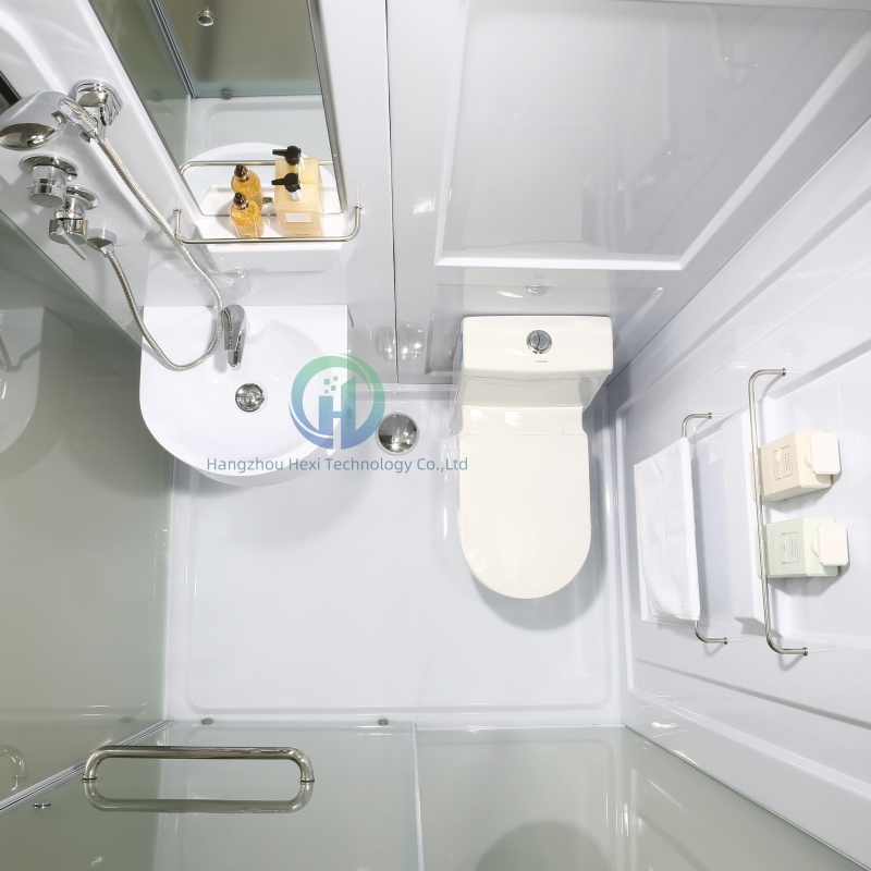 Low MOQ Customized White Frame Frosted Glass All in One Bathroom