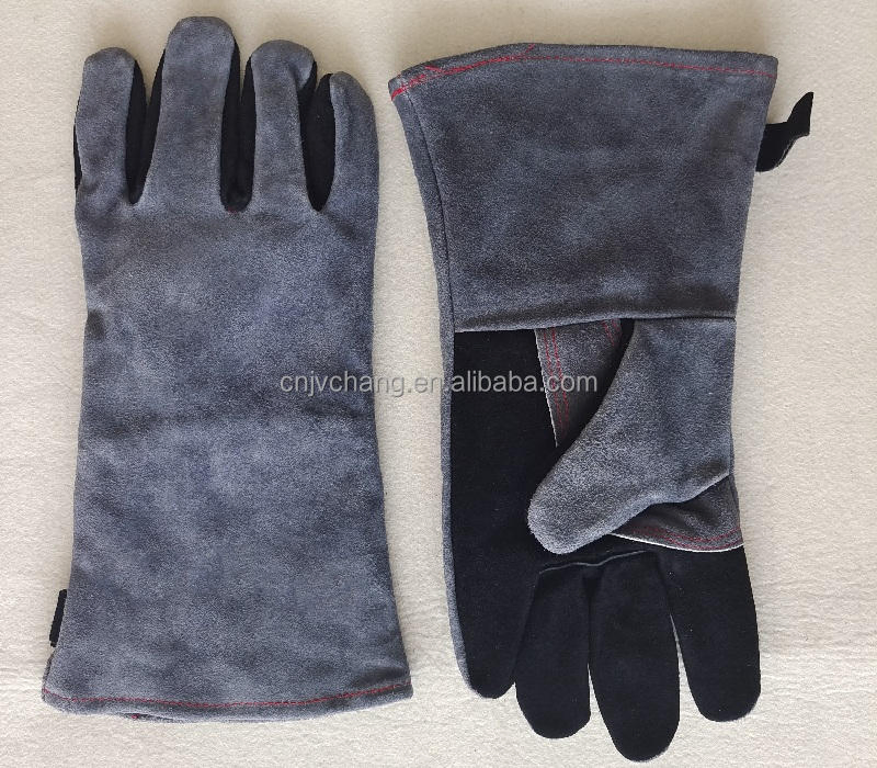 Premium Cowhide Leather BBQ Mittens for Heat Protection