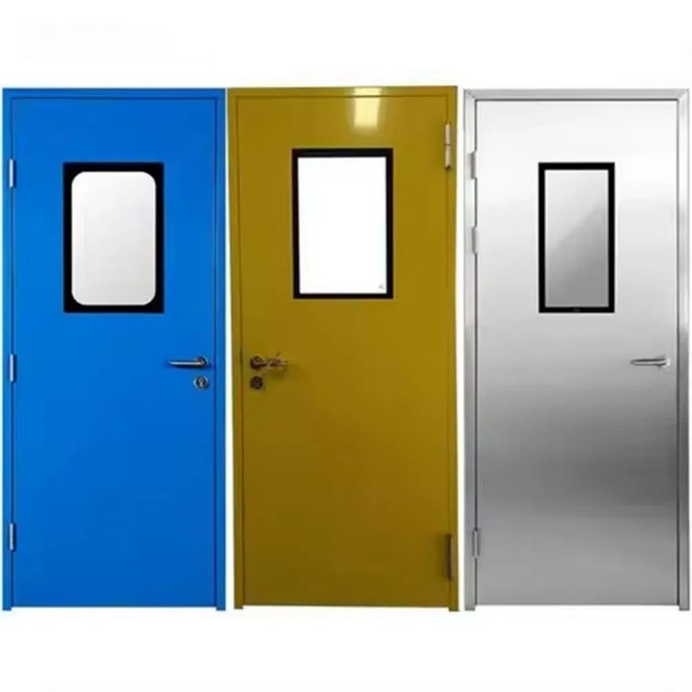 UL Certification 1-3 Hour Fire Rated Interior Steel Doors for Hotels Push and Pull Fire Exit with Lock Glass Finished Surface for Supermarkets