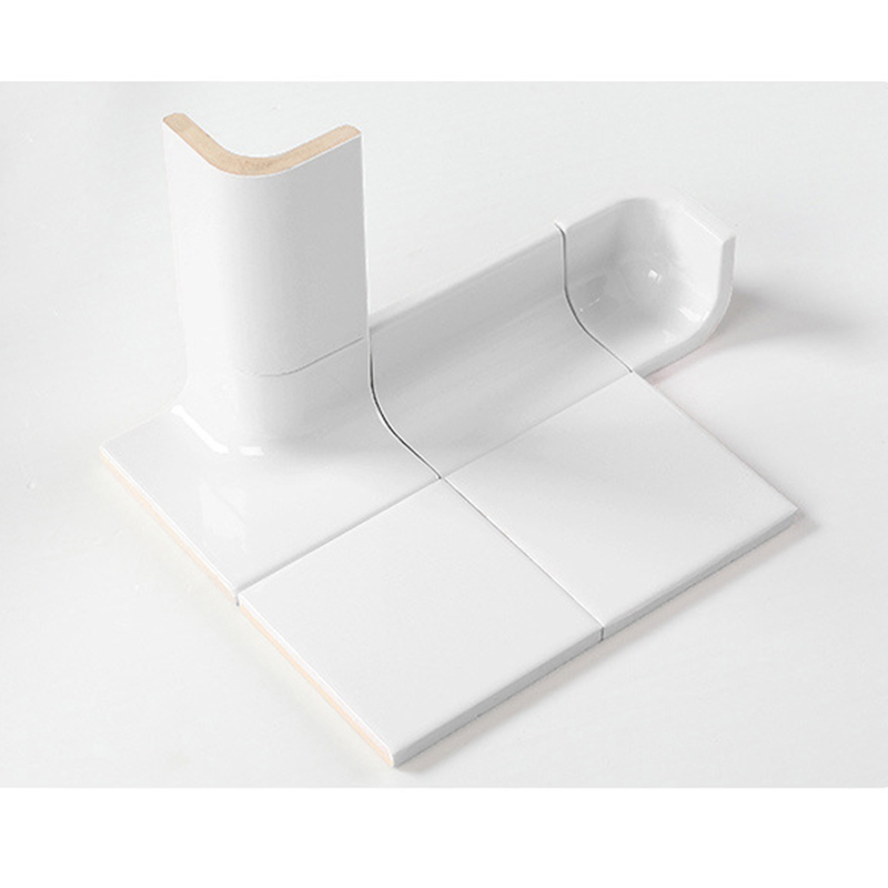 80X100mm Reception Desk Decor Cove Base Tile White Ceramic Trims