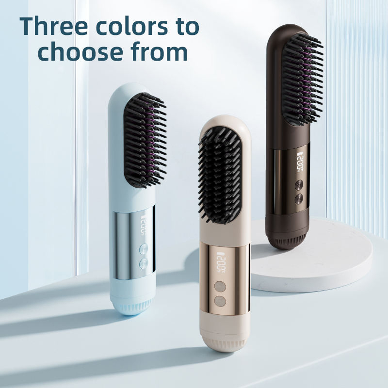 New Electric Curling Hair Comb 3 Temperature Settings for Fast Heat-up Smooth Shiny Results for All Hair Types