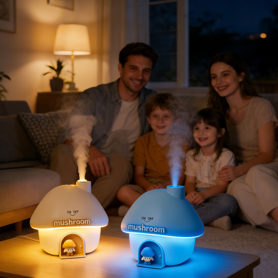 Portable Mini Humidifier with Double Nozzle and 7-Color Features