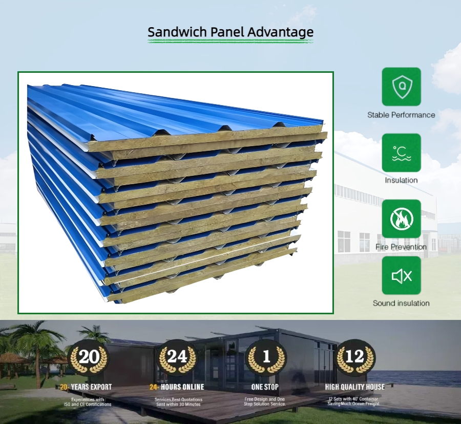 Lightweight Roof Sandwich Panel for Prefabricated Building Roofs