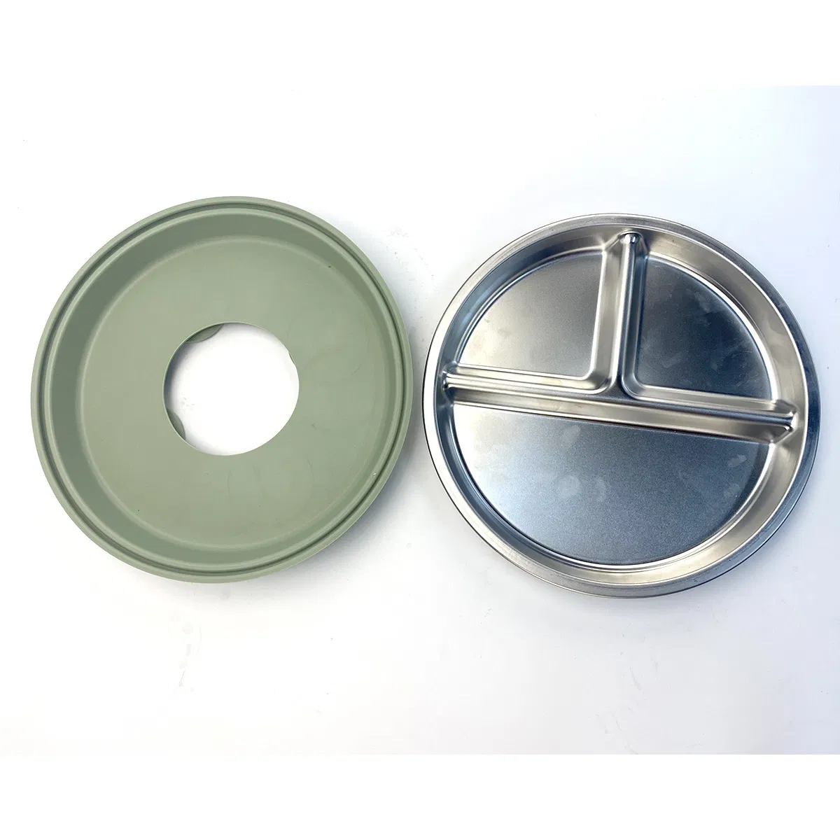 Anti Breakage Metal Toddler Bowls Baby Snack Dishes Stainless Steel Kids Plate with Silicone Suction