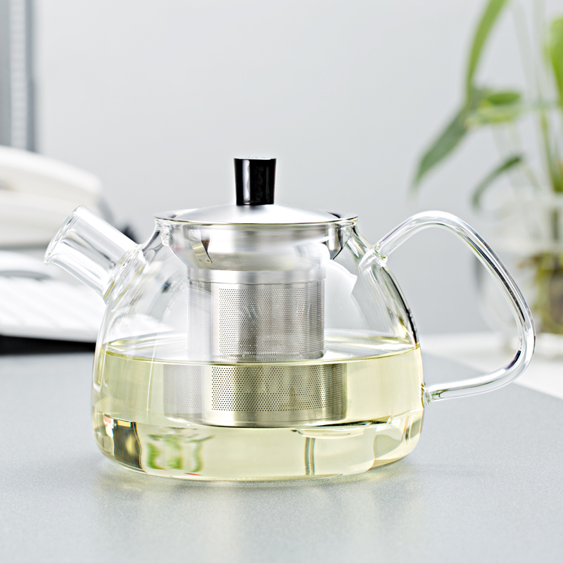 Food Grade Mixing Design Glassware Pitcher Set with Stainless Steel Filter Suit Glass Tea Pot Teapot