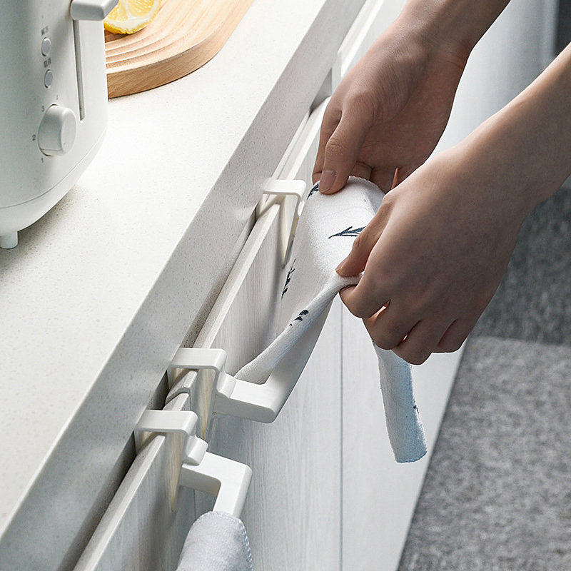 Towel Rack Shelf Hanger with Fixed Hooks Multi-Function No Screws Needed Wbb15862