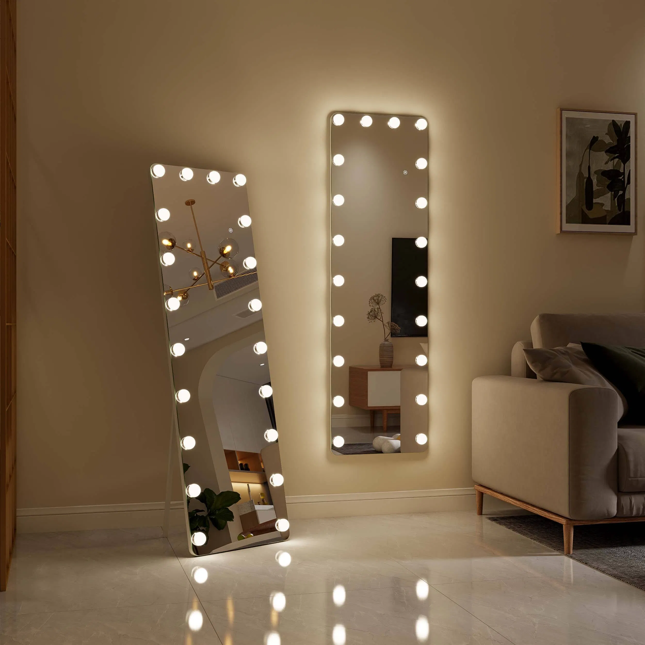 Professional Wall-Mounted LED Vanity Mirror - Modern Vertical Dressing Table for Salon & Home Use - Hollywood Style Wholesale Makeup Mirror