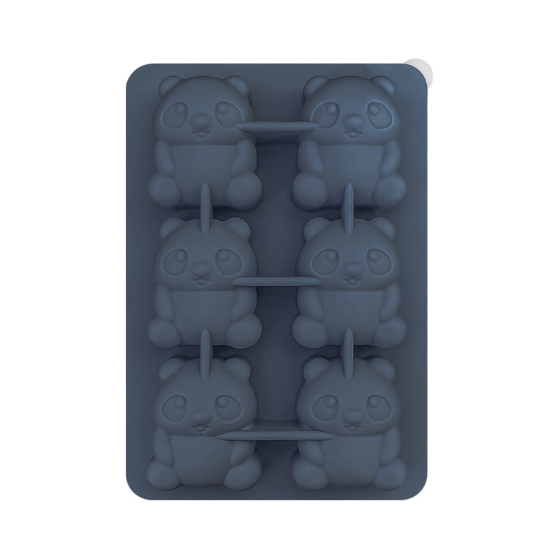 China Manufacturer 6 Cells Panda Shape FDA Rubber Promotional Ice Cube Mold