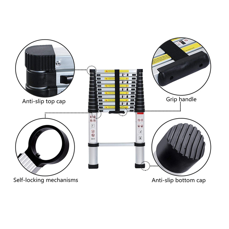 Industrial Household Daily Use Indoor Extension Ladder Load 330lbs Multi-Purpose Aluminum Telescopic Extension Ladder Tall & Blue Telescoping Ladder