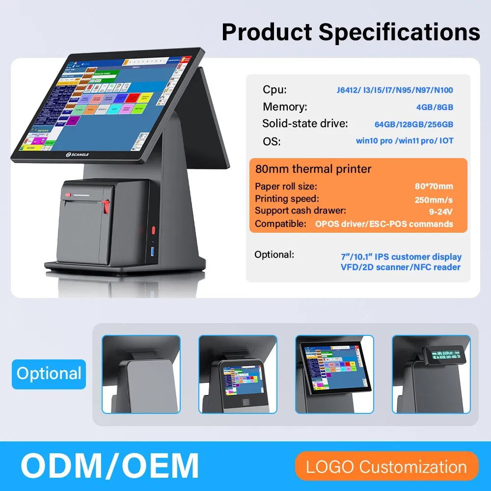 Scangle Factory 14.1 All in One POS System with 80mm Receipt Printer