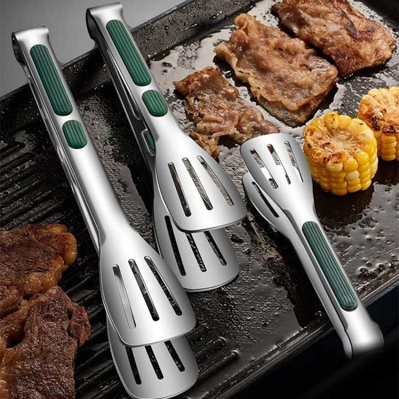 Stainless Steel Food Tongs Food Baking Bread Sandwich Barbecue Steak Meal Folder