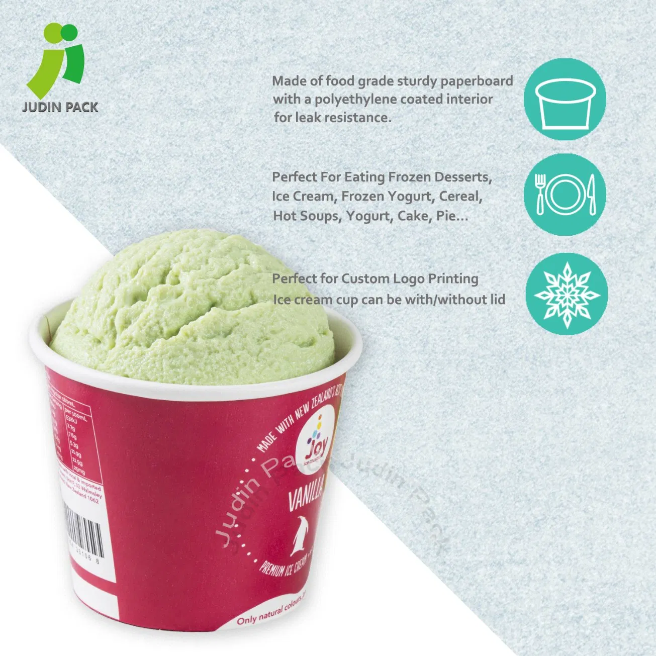 China Factory Disposable Ice Cream Cup with Lid