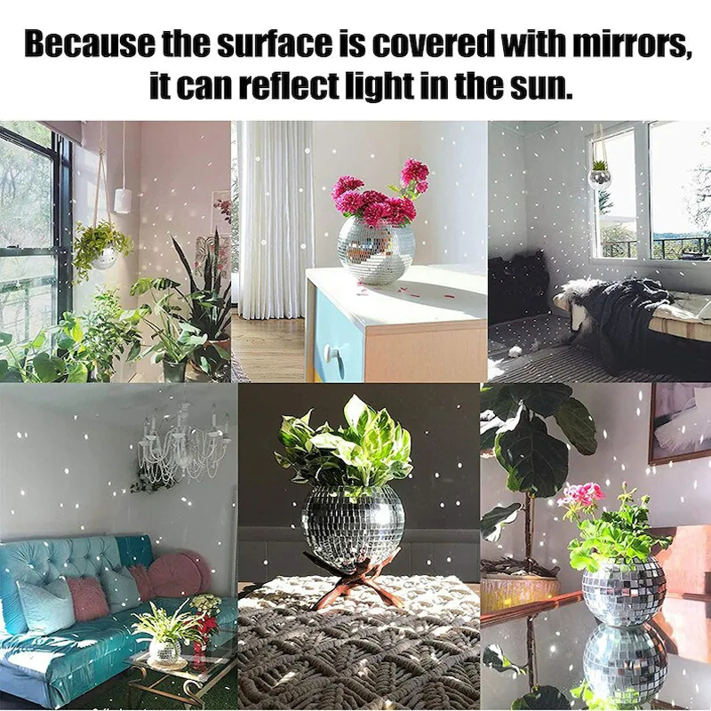 Горшок подвесной декоративный с зеркальными шарами