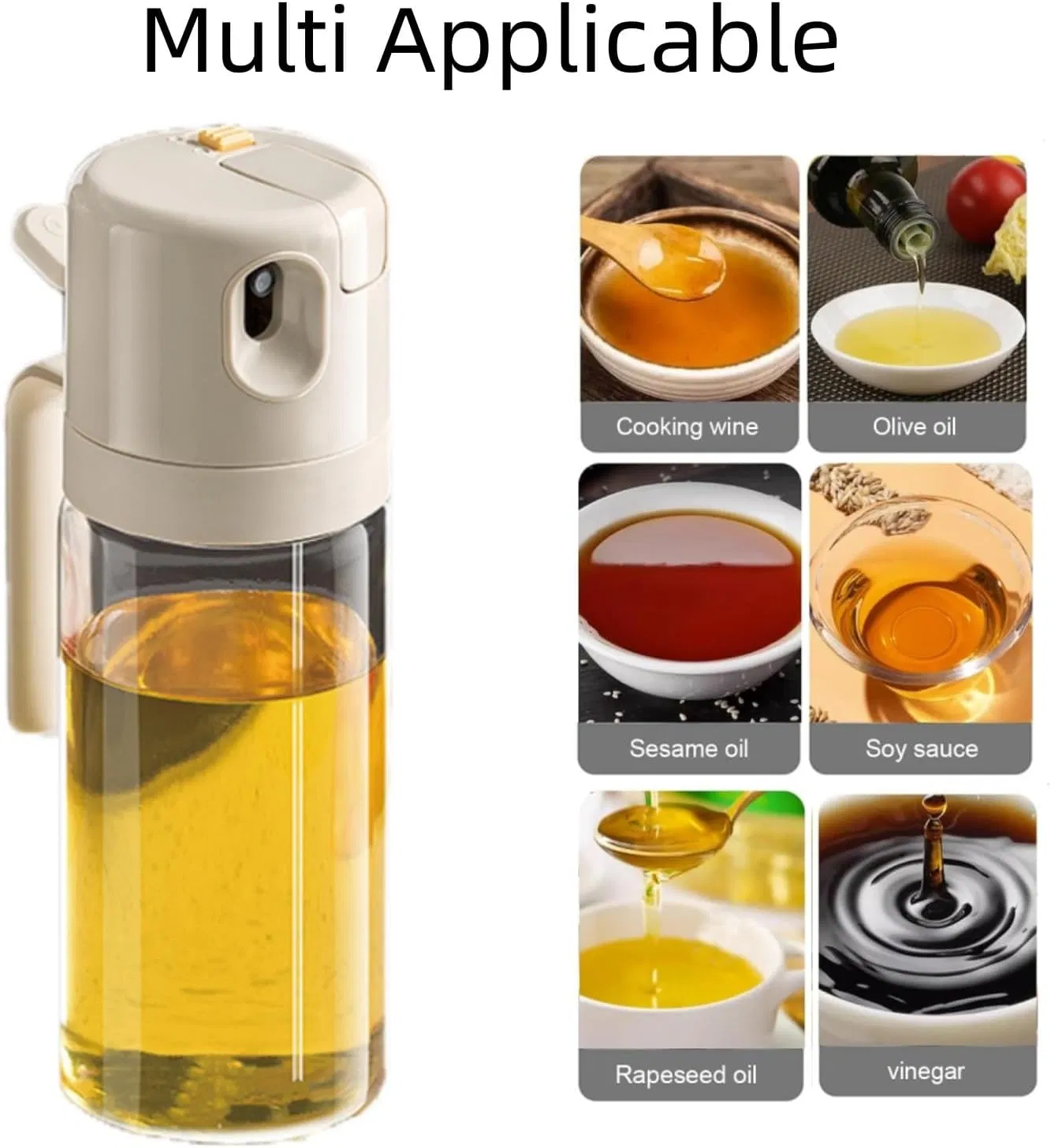 Ds-2671 Upgraded Glass Oil Dispenser and Oil Sprayer 18.5 Oz /550ml 2 in 1 Olive Oil Dispenser Bottle