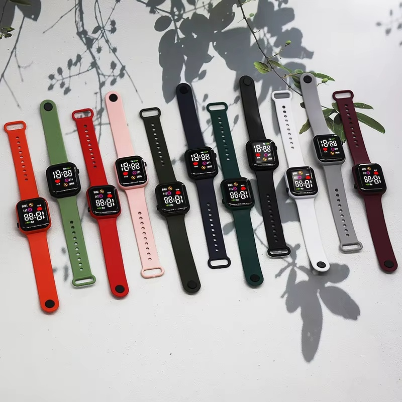 Wholesale Cheap Electronic Silicon Cartoon Kids Gift Wristwatch Bracelet Square Sports Children LED Digital Watch for Students