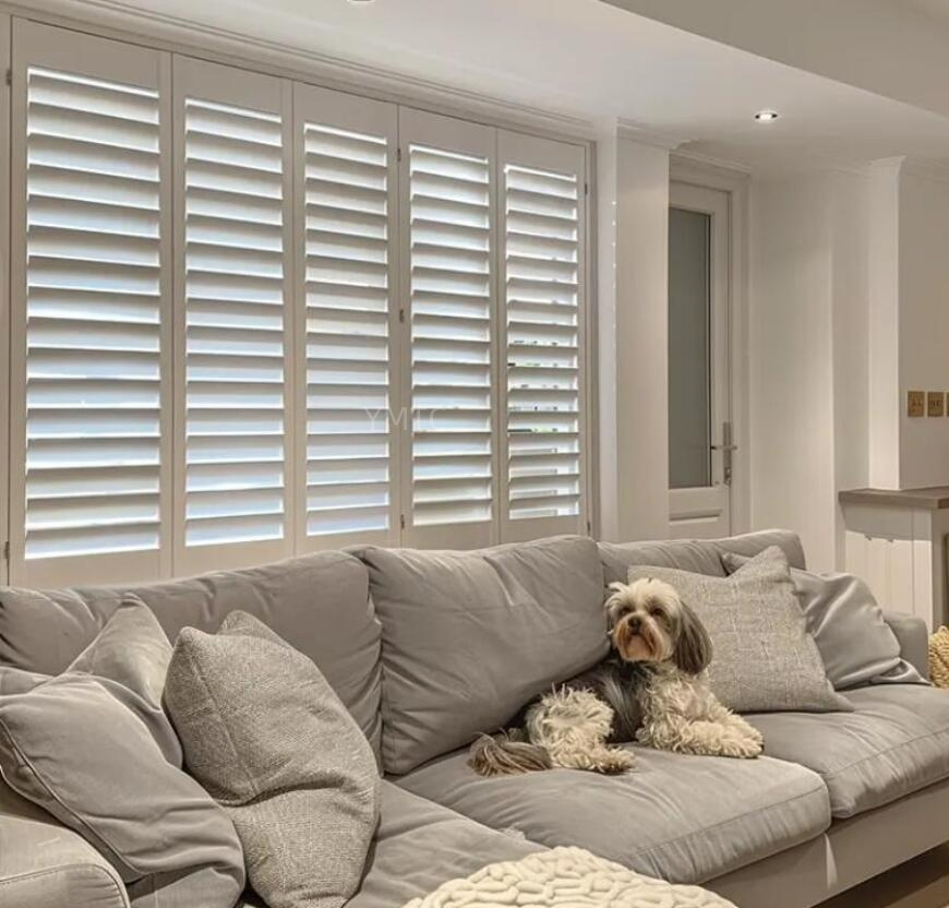 Modern Style White Bi-Fold Wood PVC Horizontal Louver Window Shutter