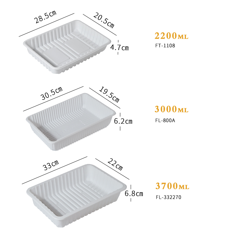 Disposable Plastic 330mm Length PP Plastic Food Container White Customizable for Wet Farmer Market
