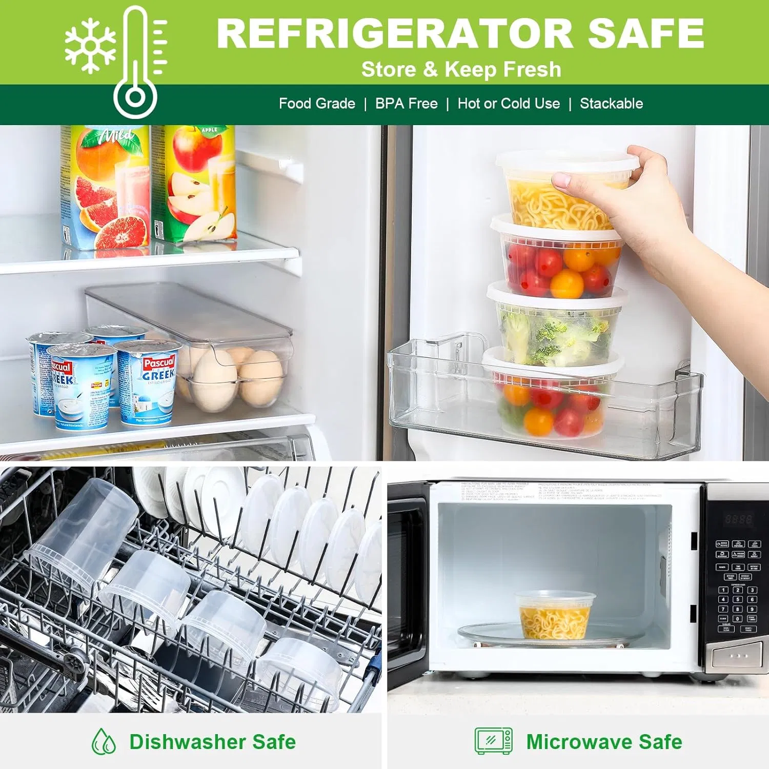 12 Oz Plastic Deli Food Containers with Lids, Airtight Food Storage Containers, Freezer/Dishwasher/Microwave Safe, Soup Containers for Takeout Meal Prep Storage